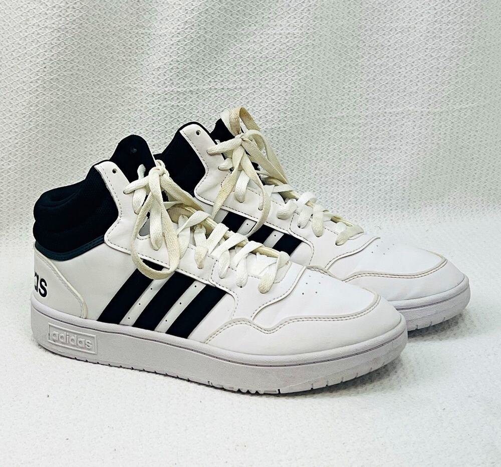 Adidas Hoops 3.0 Mid Men’s 8 White Black High Top Sneakers GW3019 NWOB